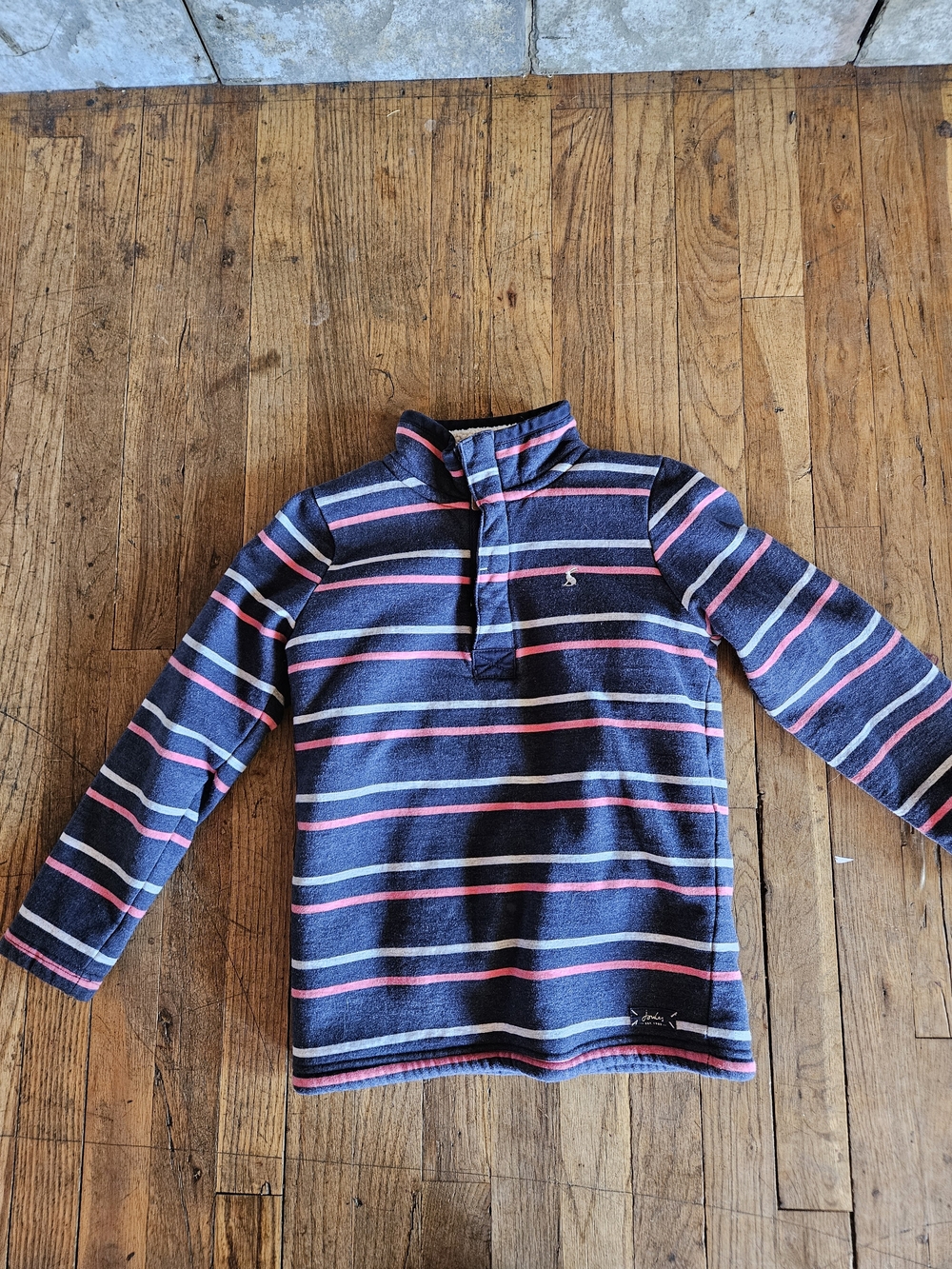Joules Navy, Pink & White Striped Zip-Up Sweater